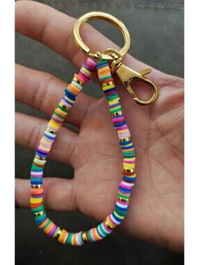 Colorful Handmade Heishi Beaded Bracelet Keychain